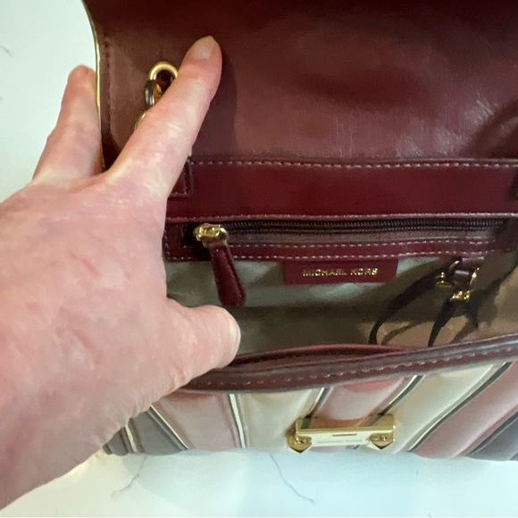 Michael Kors Burgundy and Cream Crossbody Bag - Picture 7 of 8